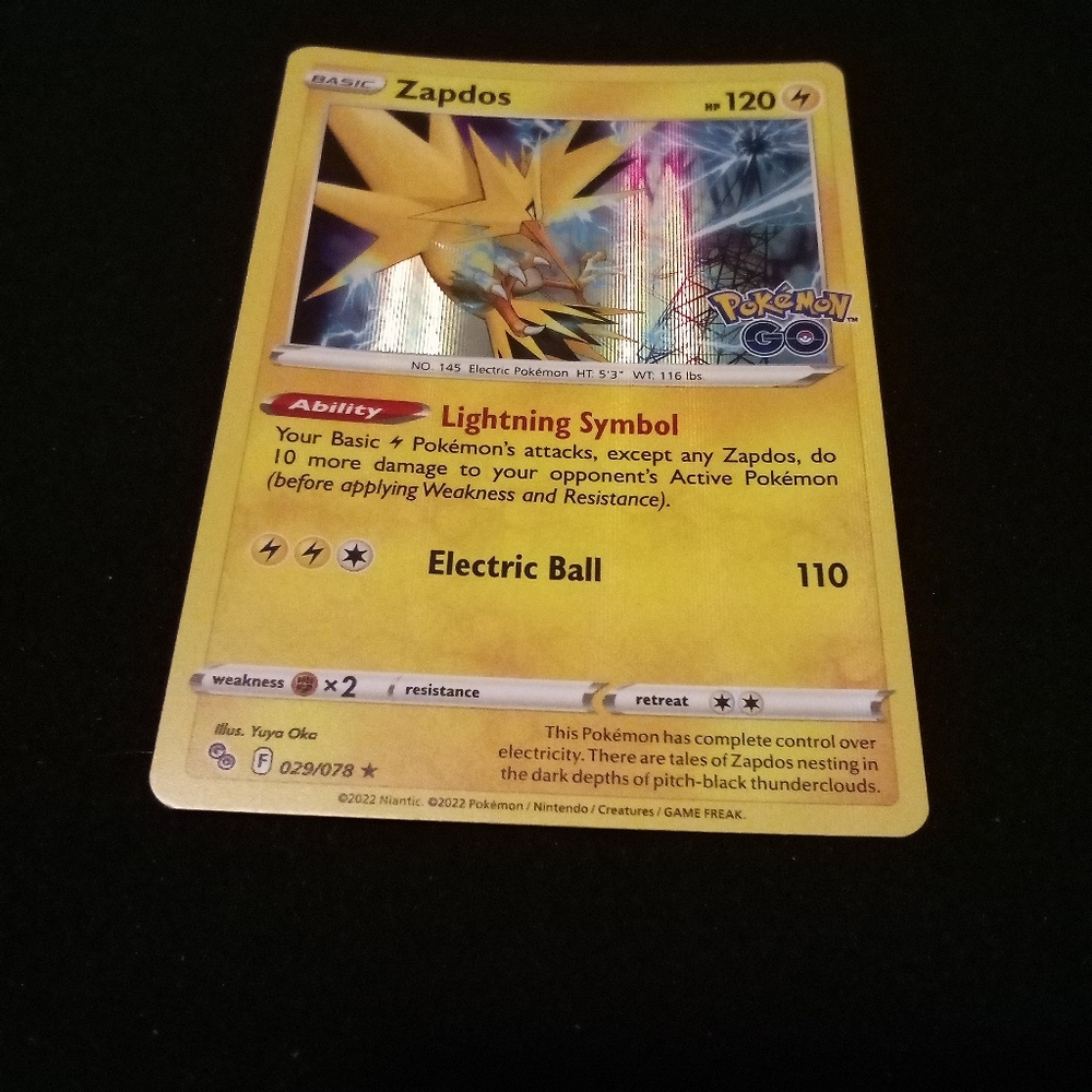 Pokemon Zapdos 029/078 Pokemon Go Rare Holo